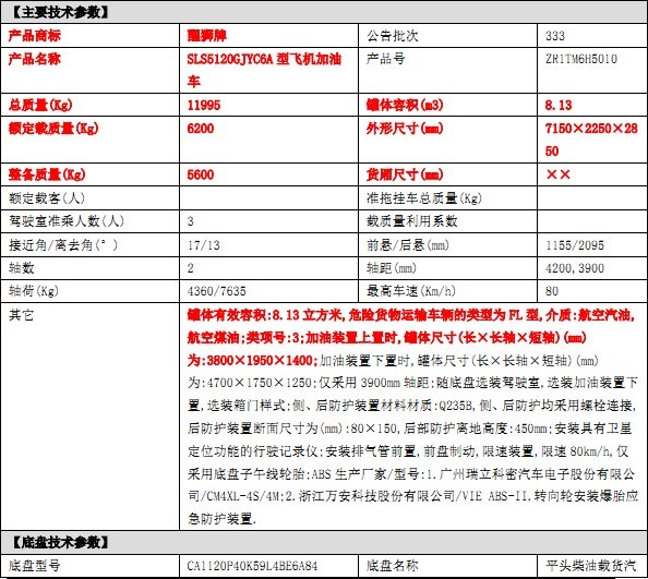 一汽青島解放J6F-6噸飛機加油車技術參數 一汽青島解放J6F-6噸飛機加油車技術參數